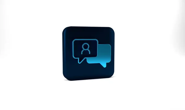 Blue Speech Bubble Chat Icon Isolated Grey Background Message Icon — Foto Stock