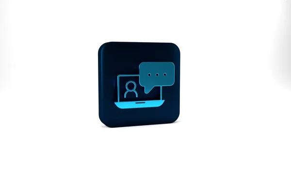 Blue Video Chat Conference Icon Isolated Grey Background Online Meeting — 图库照片