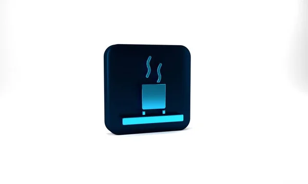 Blue Cup Tea Icon Isolated Grey Background Blue Square Button — Foto de Stock