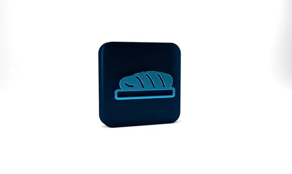 Blue Fish Steak Icon Isolated Grey Background Blue Square Button — Stockfoto