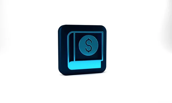 Blue Financial Book Icon Isolated Grey Background Blue Square Button — Foto de Stock