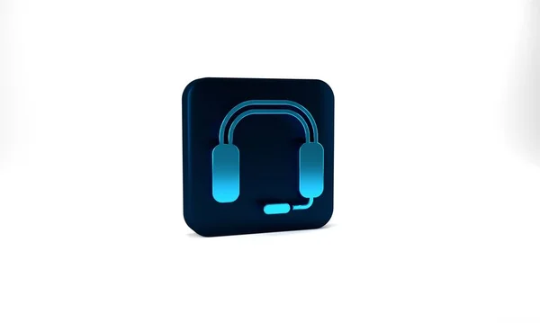 Blue Headphones Icon Isolated Grey Background Earphones Concept Listening Music — Zdjęcie stockowe