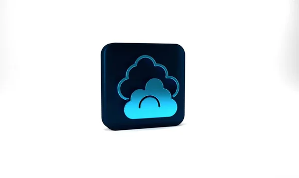 Blue Cloud Icon Isolated Grey Background Blue Square Button Illustration — Stockfoto