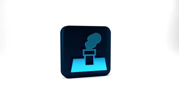 Blue Christmas Chimney Icon Isolated Grey Background Merry Christmas Happy — 스톡 사진