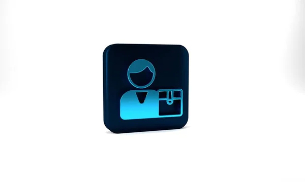 Blue Buyer Icon Isolated Grey Background Blue Square Button Illustration — Stock Fotó