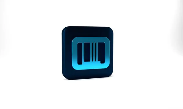 Blue Barcode Icon Isolated Grey Background Blue Square Button Illustration — Stockfoto