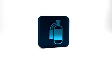 Blue Fire extinguisher icon isolated on grey background. Blue square button. 3d illustration 3D render.
