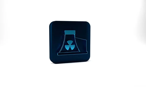 Blue Nuclear Power Plant Icon Isolated Grey Background Energy Industrial — Stockfoto