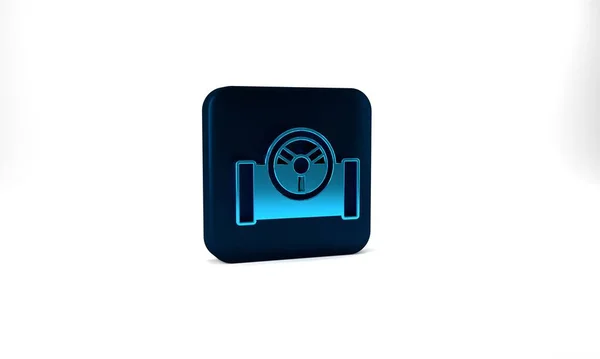 Blue Oil Pipe Valve Icon Isolated Grey Background Blue Square — Stockfoto