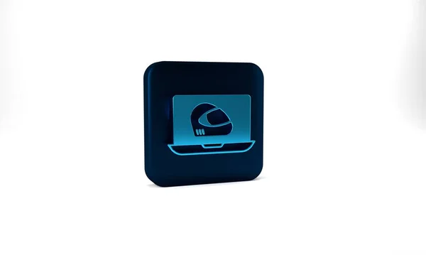 Blue Racing Helmet Icon Isolated Grey Background Extreme Sport Sport — Stock Photo, Image