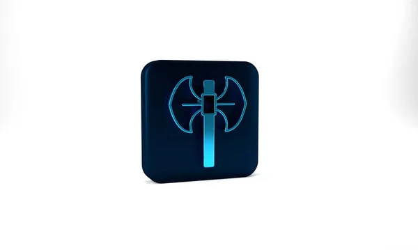 Blue Medieval Poleaxe Icon Isolated Grey Background Blue Square Button — Stockfoto