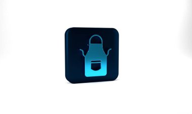 Blue Blacksmith apron icon isolated on grey background. Protective clothing and tool worker. Blue square button. 3d illustration 3D render.