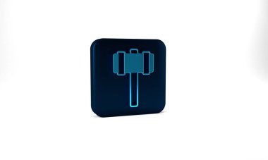 Blue Sledgehammer icon isolated on grey background. Blue square button. 3d illustration 3D render.
