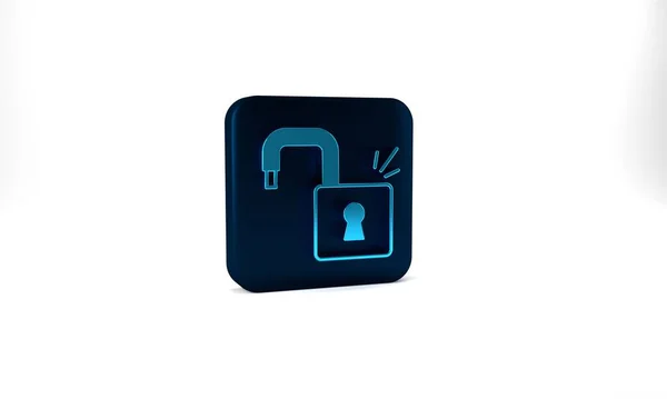 Blue Open Padlock Icon Isolated Grey Background Opened Lock Sign — 스톡 사진