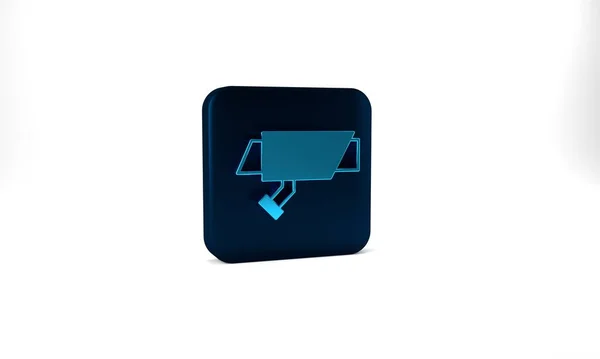 Blue Security Camera Icon Isolated Grey Background Blue Square Button — Stockfoto