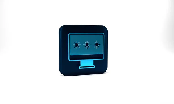 Blue Monitor Password Notification Icon Isolated Grey Background Security Personal — ストック写真