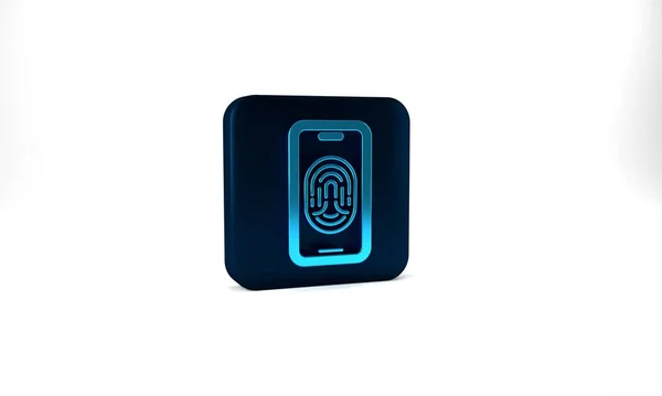 Blue Smartphone Fingerprint Scanner Icon Isolated Grey Background Concept Security — Stock Photo, Image