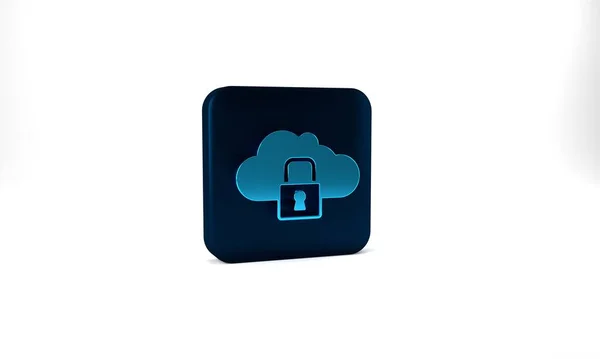 Blue Cloud Computing Lock Icon Isolated Grey Background Security Safety — Stock Photo, Image