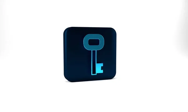 Blue Old Key Icon Isolated Grey Background Blue Square Button — Zdjęcie stockowe
