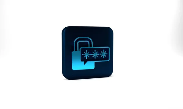 Blue Cyber Security Icon Isolated Grey Background Closed Padlock Digital — Stock Photo, Image