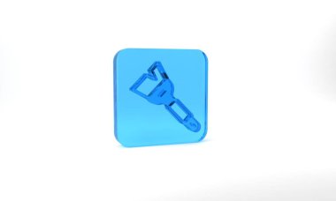 Blue Beekeeping brush icon isolated on grey background. Tool of the beekeeper. Glass square button. 3d illustration 3D render.