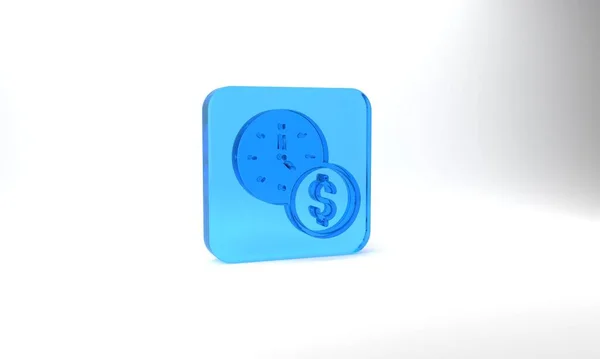 Blue Time Money Icon Isolated Grey Background Money Time Effective — Stockfoto
