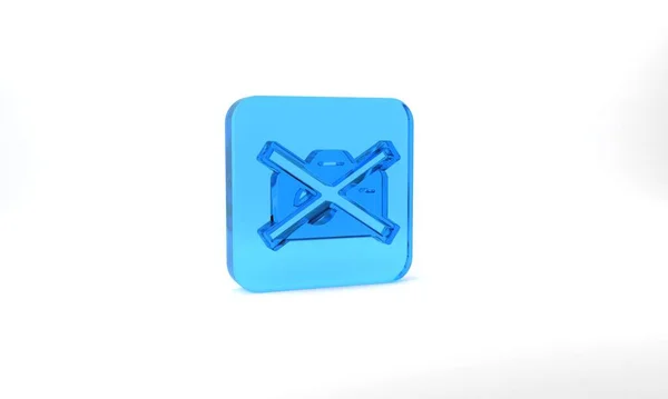 Blue Prohibition Sign Video Recording Icon Isolated Grey Background Glass — Stok fotoğraf