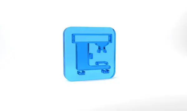 Blue Coffee Machine Icon Isolated Grey Background Glass Square Button — Stockfoto