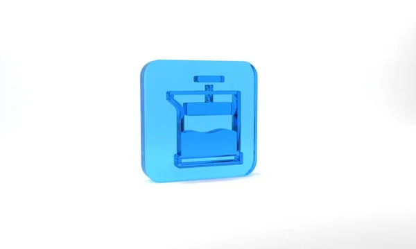 Blue French Press Icon Isolated Grey Background Glass Square Button — Stockfoto