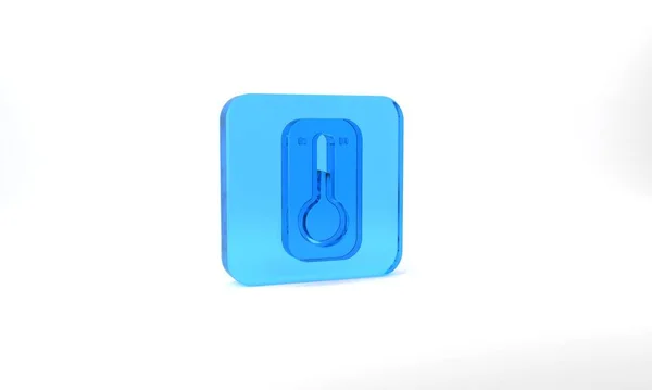 Blue Coffee Thermometer Icon Isolated Grey Background Glass Square Button — Stockfoto
