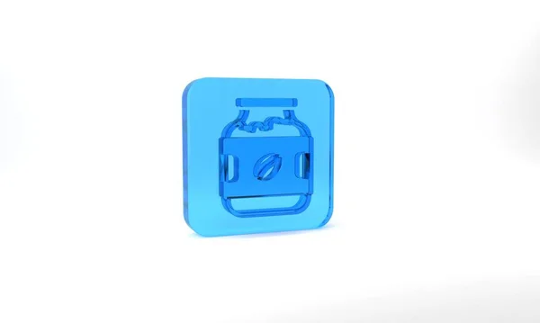 Blue Coffee Jar Bottle Icon Isolated Grey Background Glass Square — Stockfoto