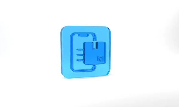 Blue Document Tracking Marker System Icon Isolated Grey Background Parcel — Zdjęcie stockowe