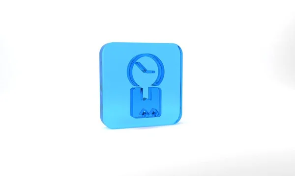 Blue Carton Cardboard Box Fast Time Delivery Icon Isolated Grey — Stockfoto