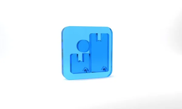 Blue Carton Cardboard Box Icon Isolated Grey Background Box Package — Zdjęcie stockowe