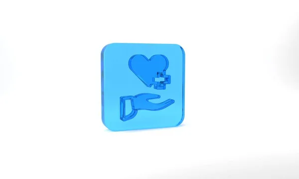 Blue Heart Cross Icon Isolated Grey Background First Aid Healthcare — Stock Photo, Image