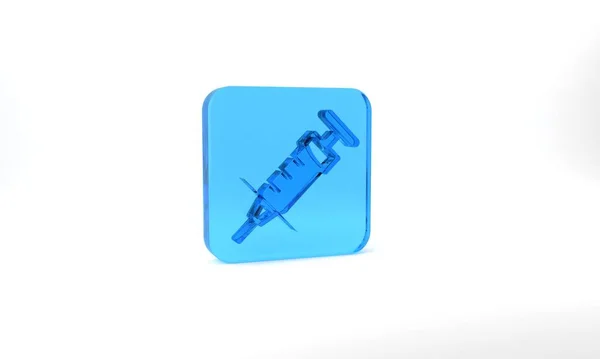 Blue Syringe Icon Isolated Grey Background Syringe Vaccine Vaccination Injection — Stok fotoğraf