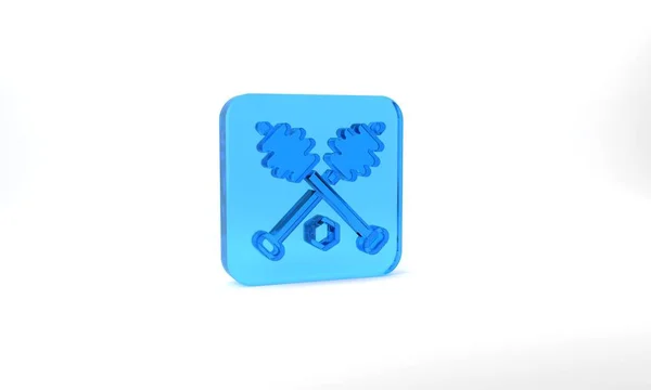 Blue Honey Dipper Stick Icon Isolated Grey Background Honey Ladle — Stok fotoğraf