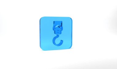 Blue Spring scale icon isolated on grey background. Balance for weighing. Determination of weight. Glass square button. 3d illustration 3D render.