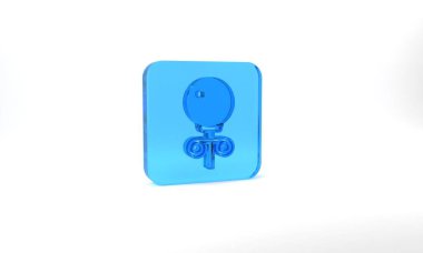 Blue Stud earrings icon isolated on grey background. Jewelry accessories. Glass square button. 3d illustration 3D render.