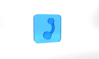 Blue Piercing icon isolated on grey background. Glass square button. 3d illustration 3D render.