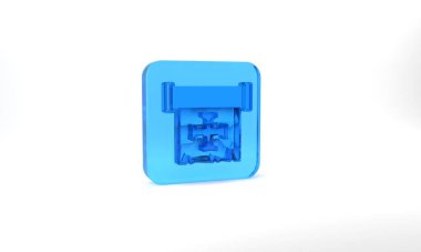 Blue Crusade icon isolated on grey background. Glass square button. 3d illustration 3D render.