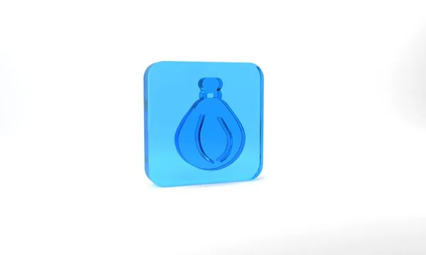 Blue Garbage Bag Icon Isolated Grey Background Glass Square Button — Stockfoto