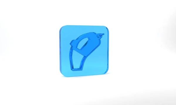 Blue Portable Vacuum Cleaner Icon Isolated Grey Background Glass Square — Stockfoto