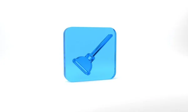 Blue Rubber Plunger Wooden Handle Pipe Cleaning Icon Isolated Grey — Stockfoto