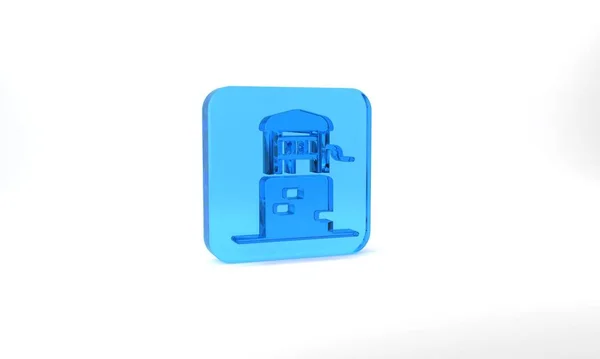 Blue Well Icon Isolated Grey Background Glass Square Button Illustration — Stockfoto