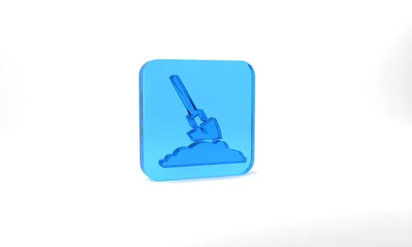 Blue Shovel Ground Icon Isolated Grey Background Gardening Tool Tool — Stok fotoğraf
