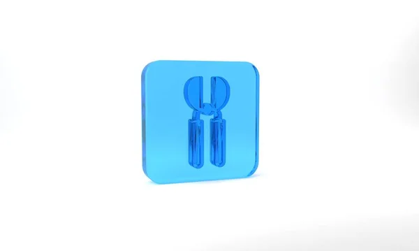 Blue Gardening Handmade Scissors Trimming Icon Isolated Grey Background Pruning — Stockfoto