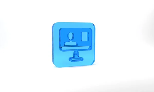 Blue Online Class Icon Isolated Grey Background Online Education Concept — Stok fotoğraf
