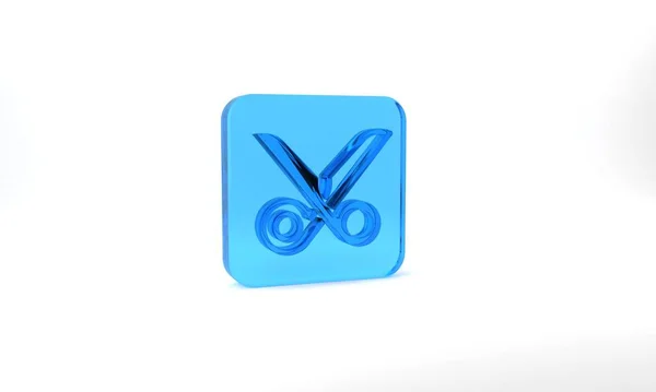 Blue Scissors Icon Isolated Grey Background Cutting Tool Sign Glass — Stockfoto
