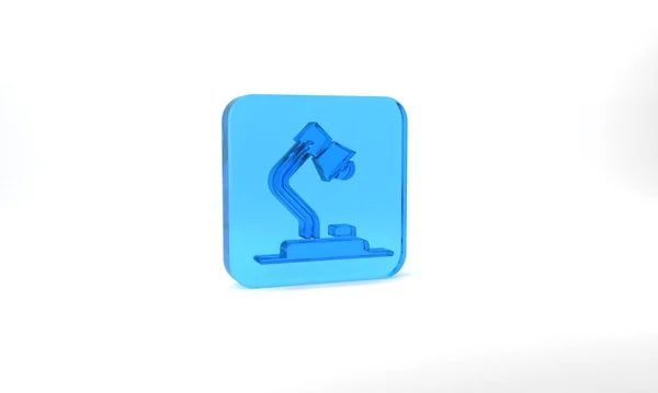 Blue Table Lamp Icon Isolated Grey Background Glass Square Button — Stock Photo, Image